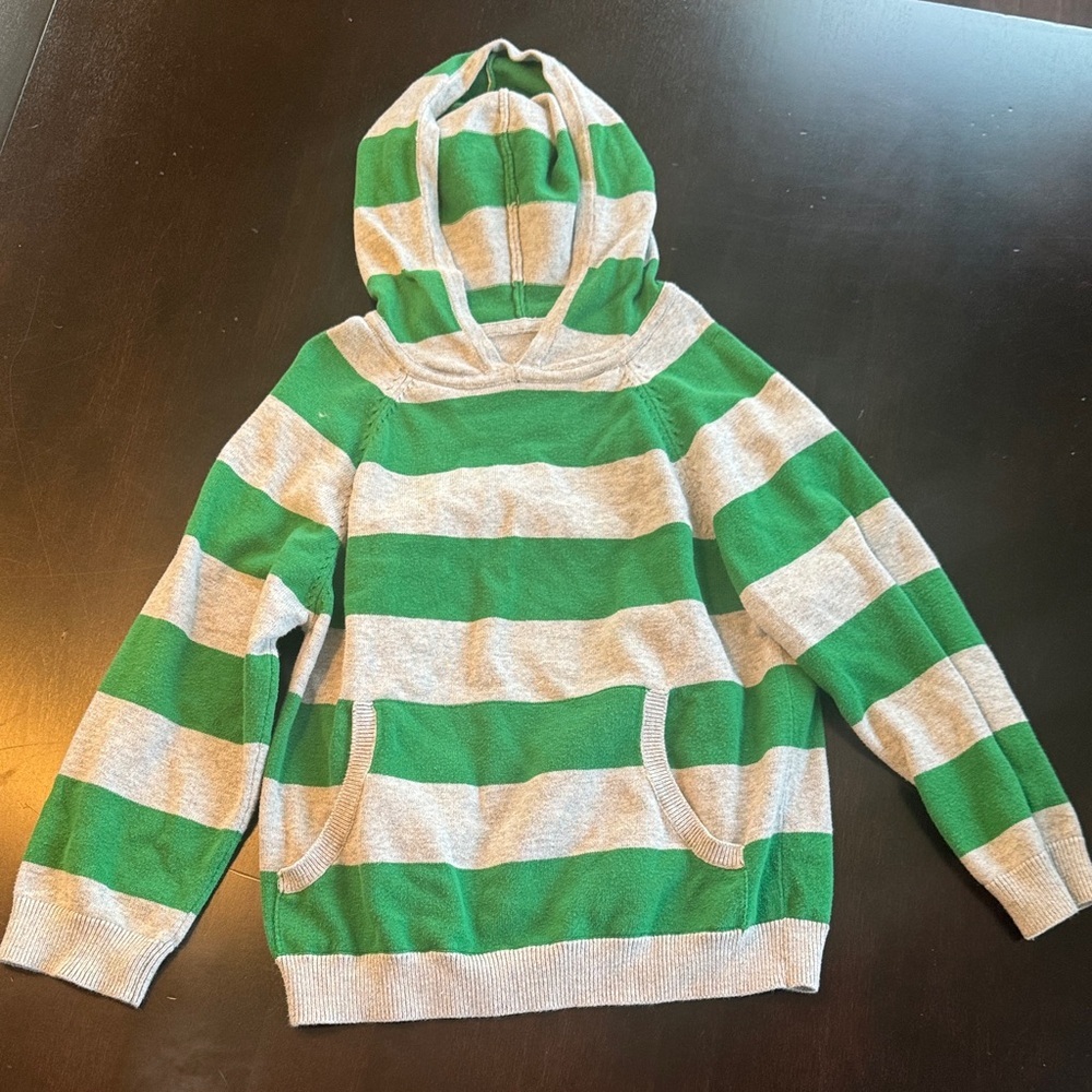 Source Unknown Kids Hoodie in Green and Gray Stripes